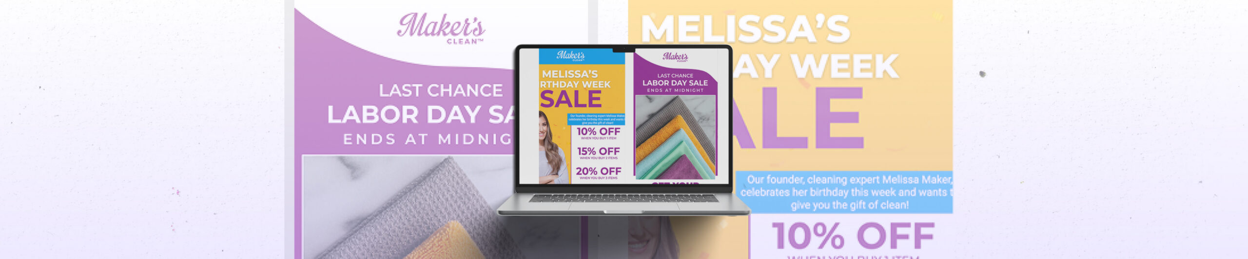 A compilation of emails representing Maker’s Clean’s eCommerce retention strategy